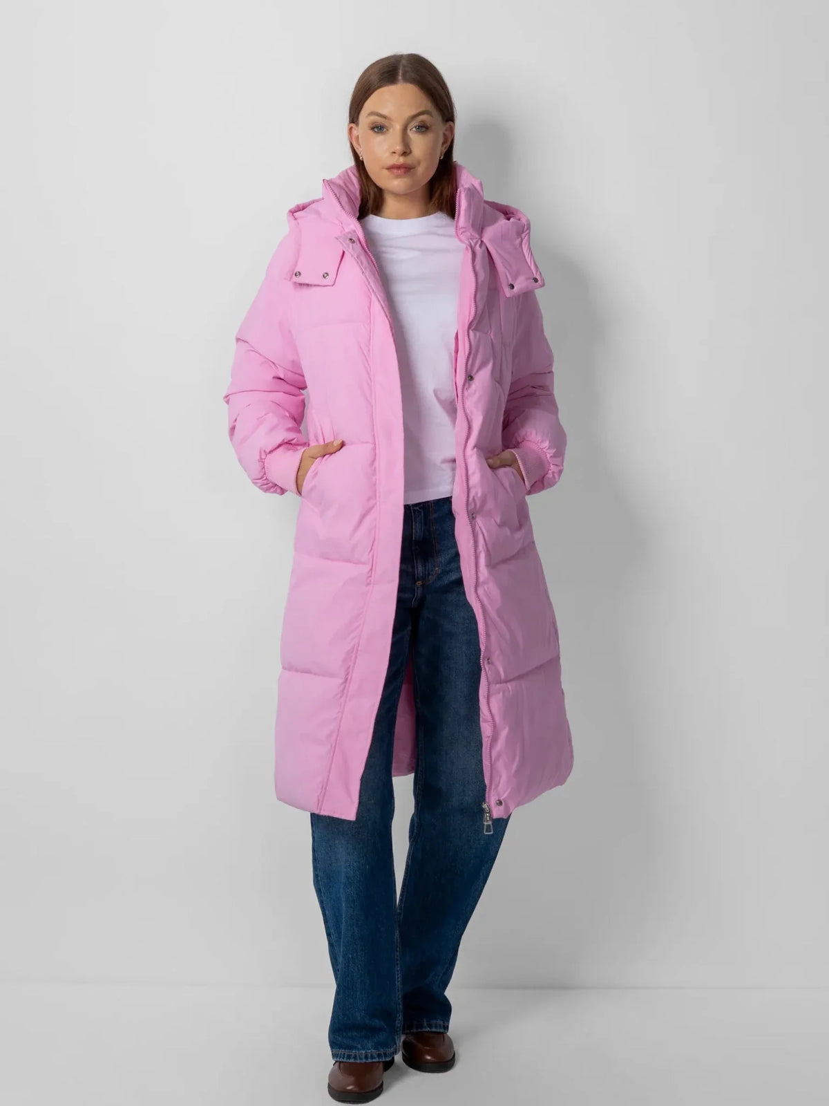 WarmCore™ Morganite Pink Classic Long Hooded Puffer Jacket - Sale