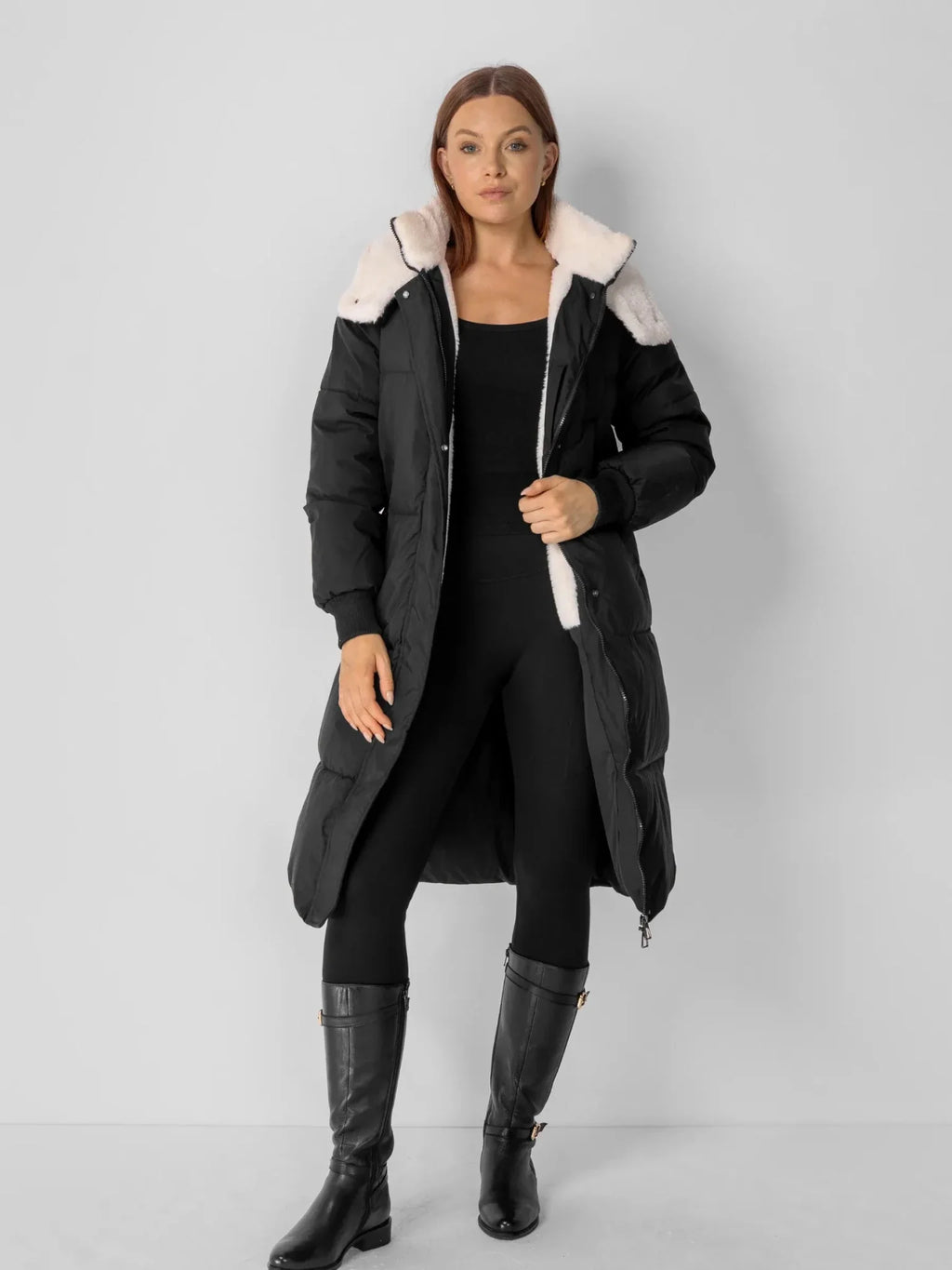 WarmCore™ Faux Fur Lined Classic Long Puffer