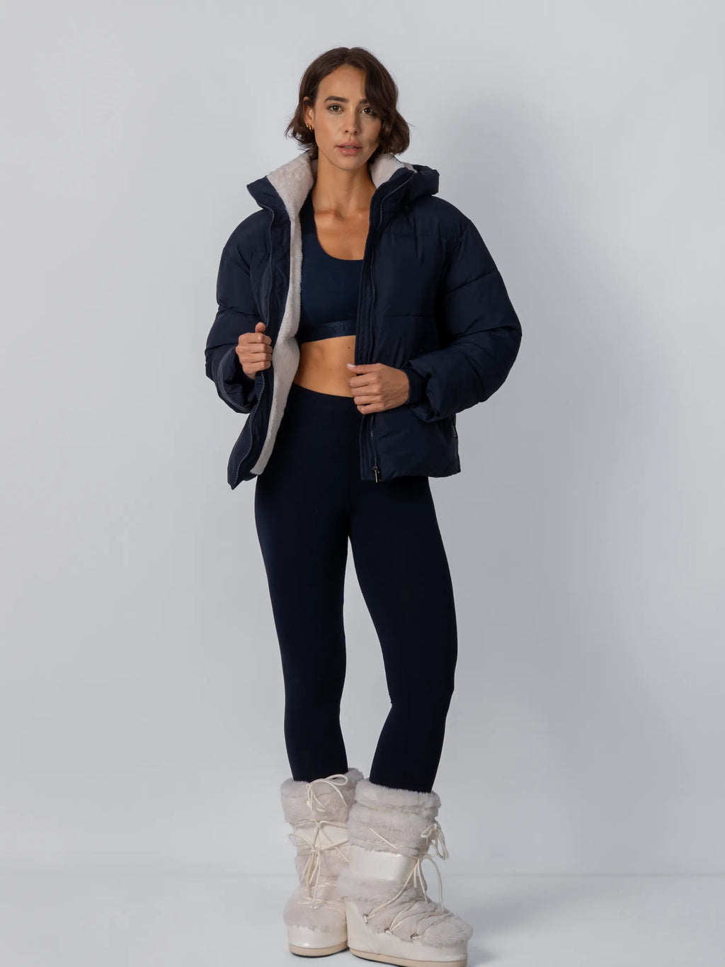 WarmCore™ Faux Fur Lined Detachable Hooded Short Puffer Jacket