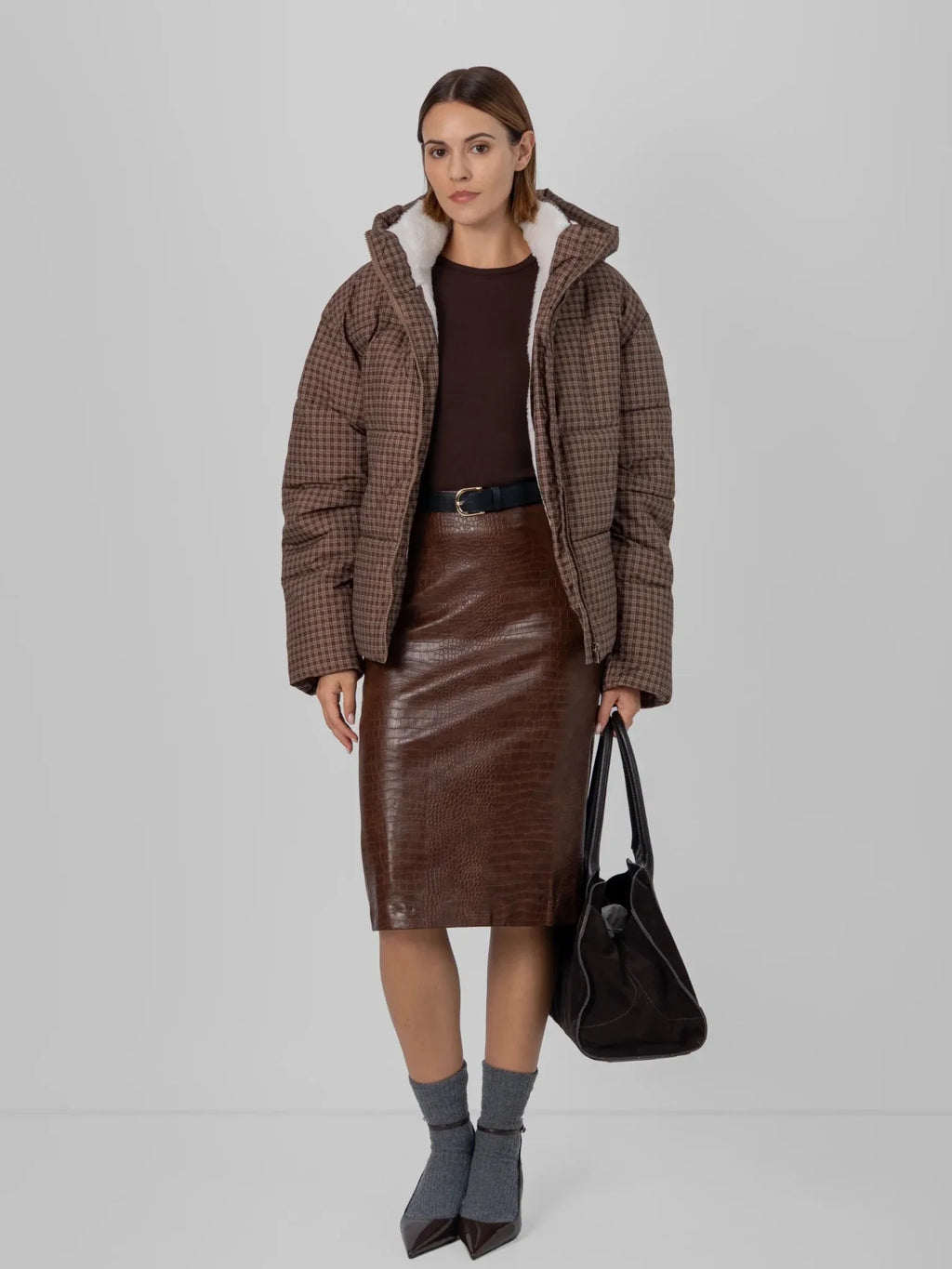 WarmCore™ Faux Fur Lined Detachable Hooded Short Puffer Jacket