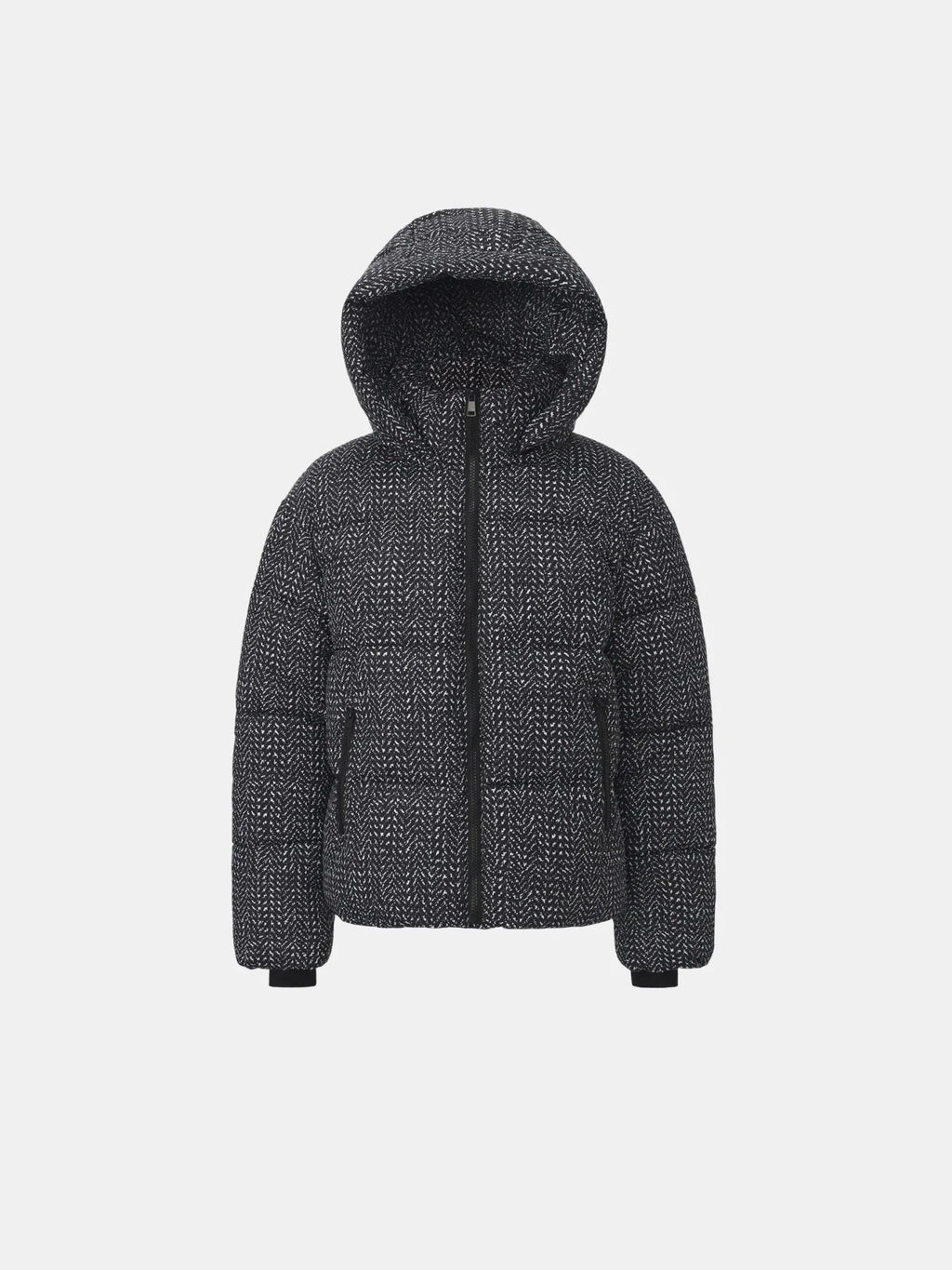 WarmCore™ Houndstooth Classic Short Detachable Hooded Puffer Jacket