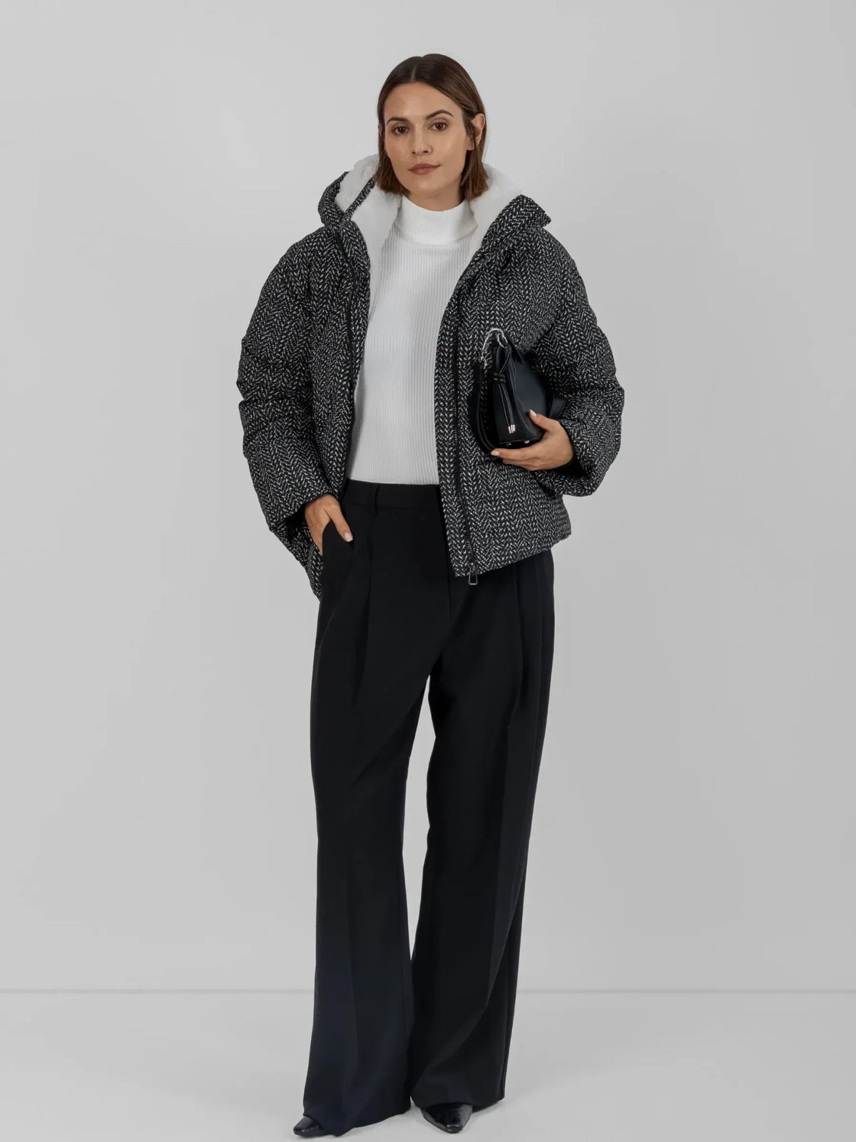 WarmCore™ Faux Fur Lined Detachable Hooded Short Puffer Jacket